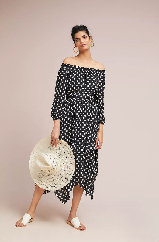 Anthropologie Maeve Gerti Polka Dot Maxi Dress - 8