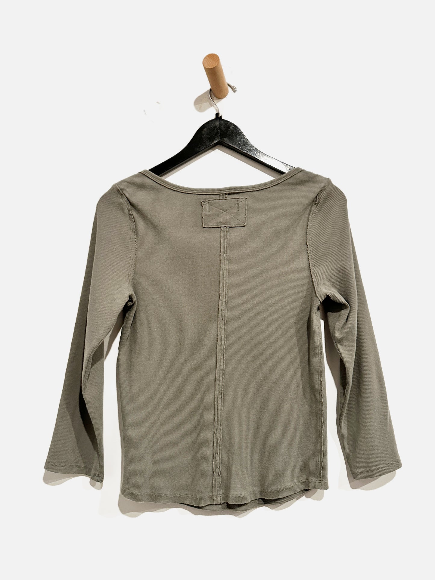 Free People Green Ribbed Layering Tee- Large