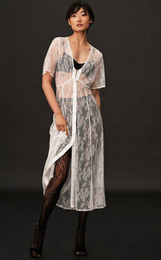 Anthropologie NWT Sheer White Lace Dress - Small