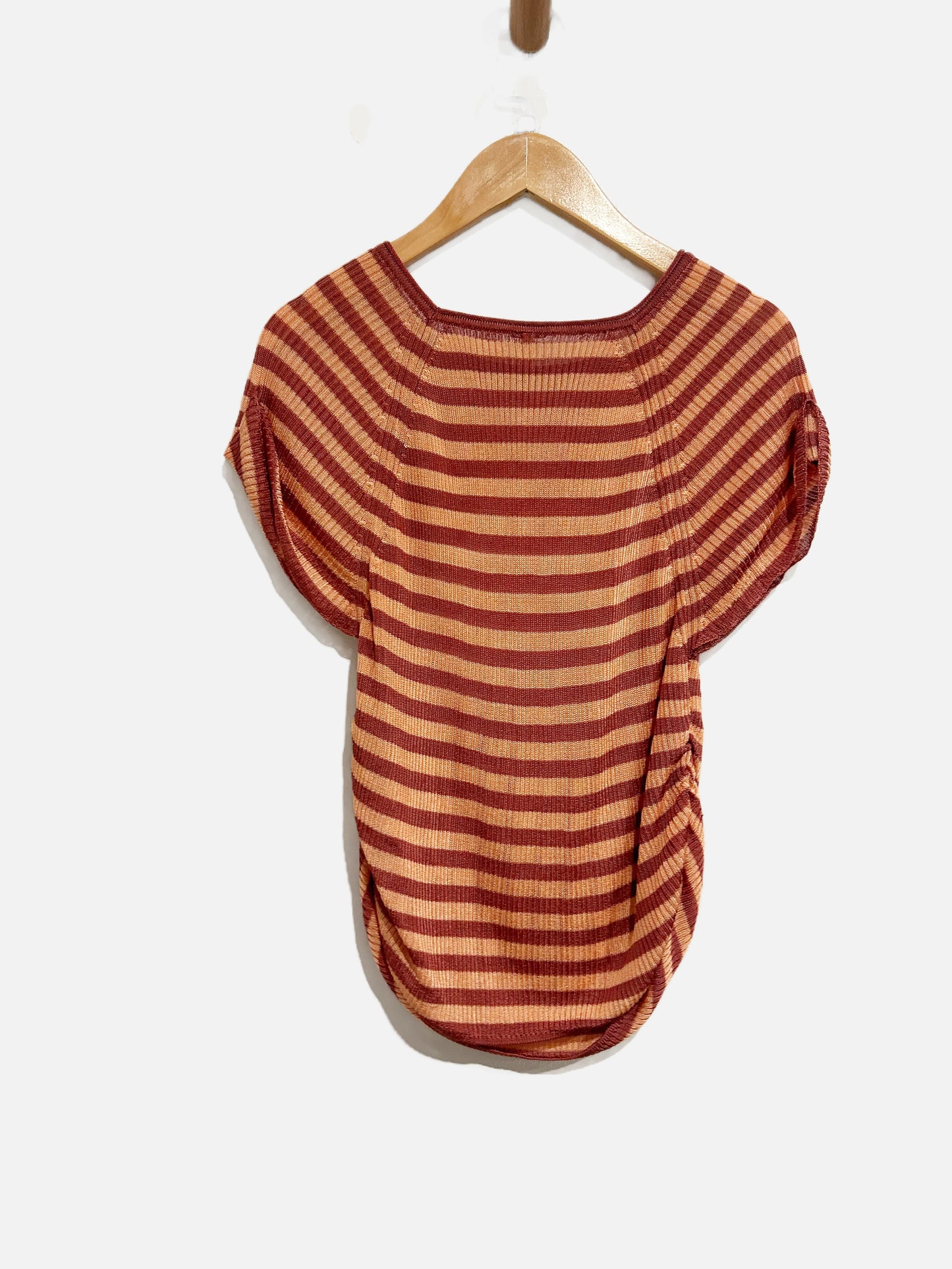 Free People Orange and Pink Stripe Tee - Small