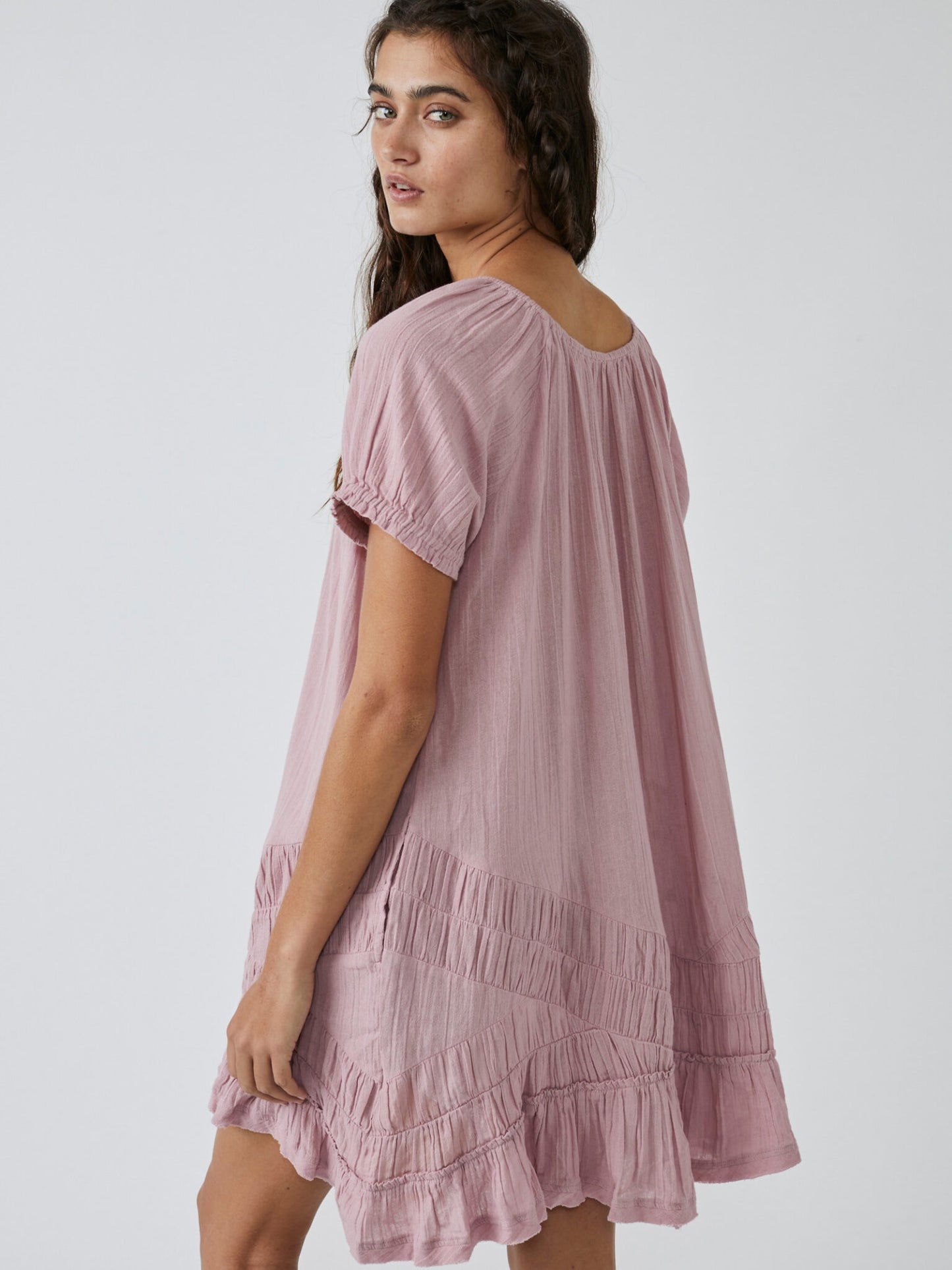 Free People So Scenic Gauzy Dress in Mauve - Small