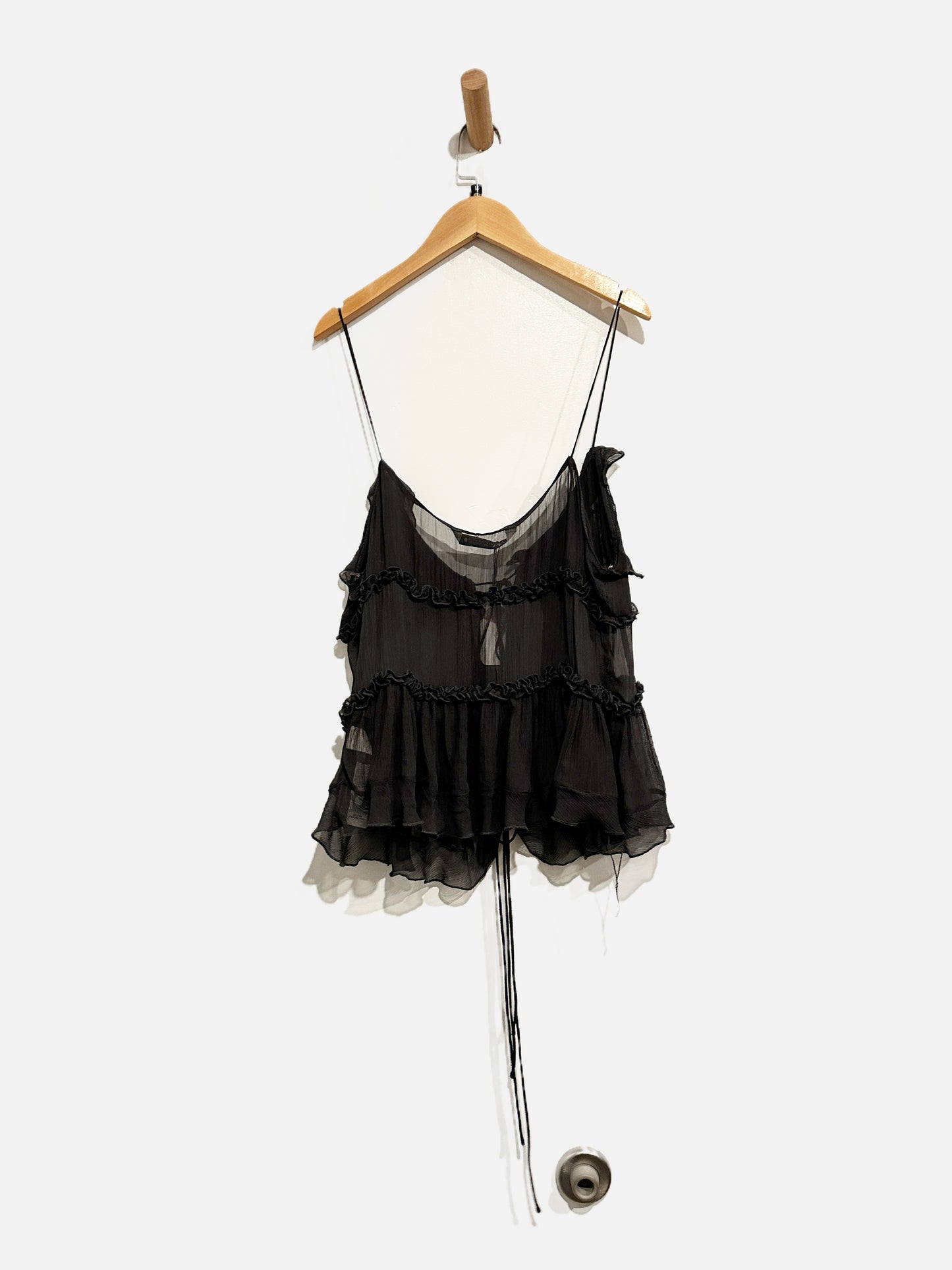 Zara Gray Ruffle Tie Front Tank - Medium