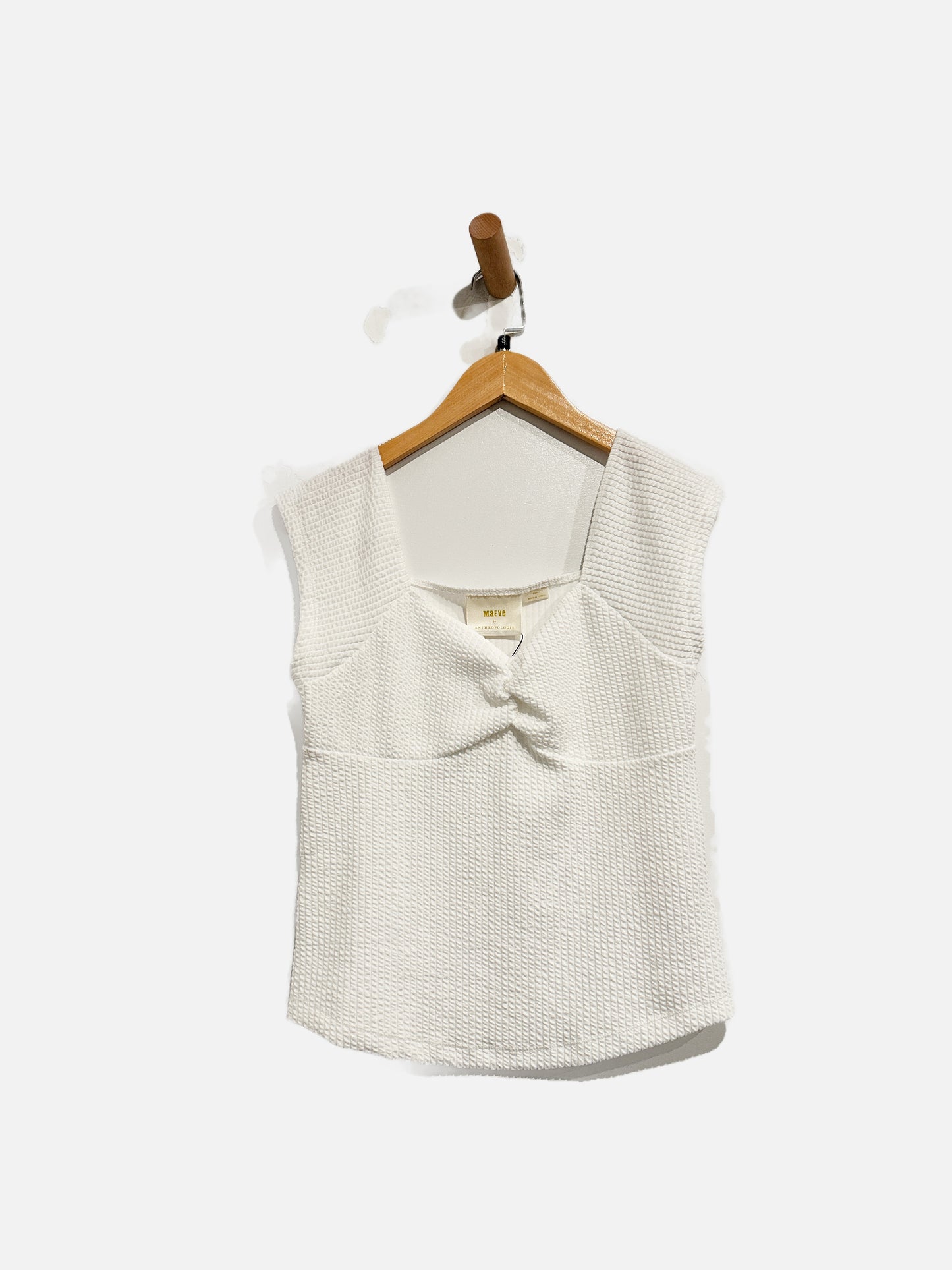 Anthropologie Maeve White Ribbed Sleeveless Top - Small