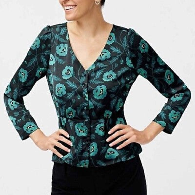 J.Crew Black Floral Blouse - 12