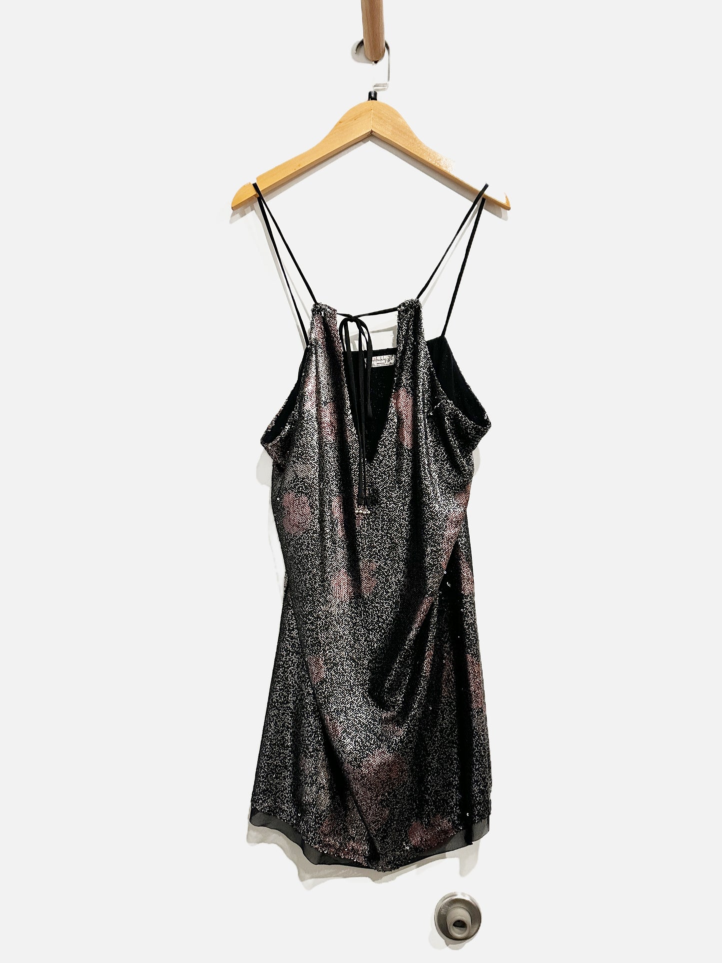 Free People Double Take Sequin Mini Dress w/Flowers - Large