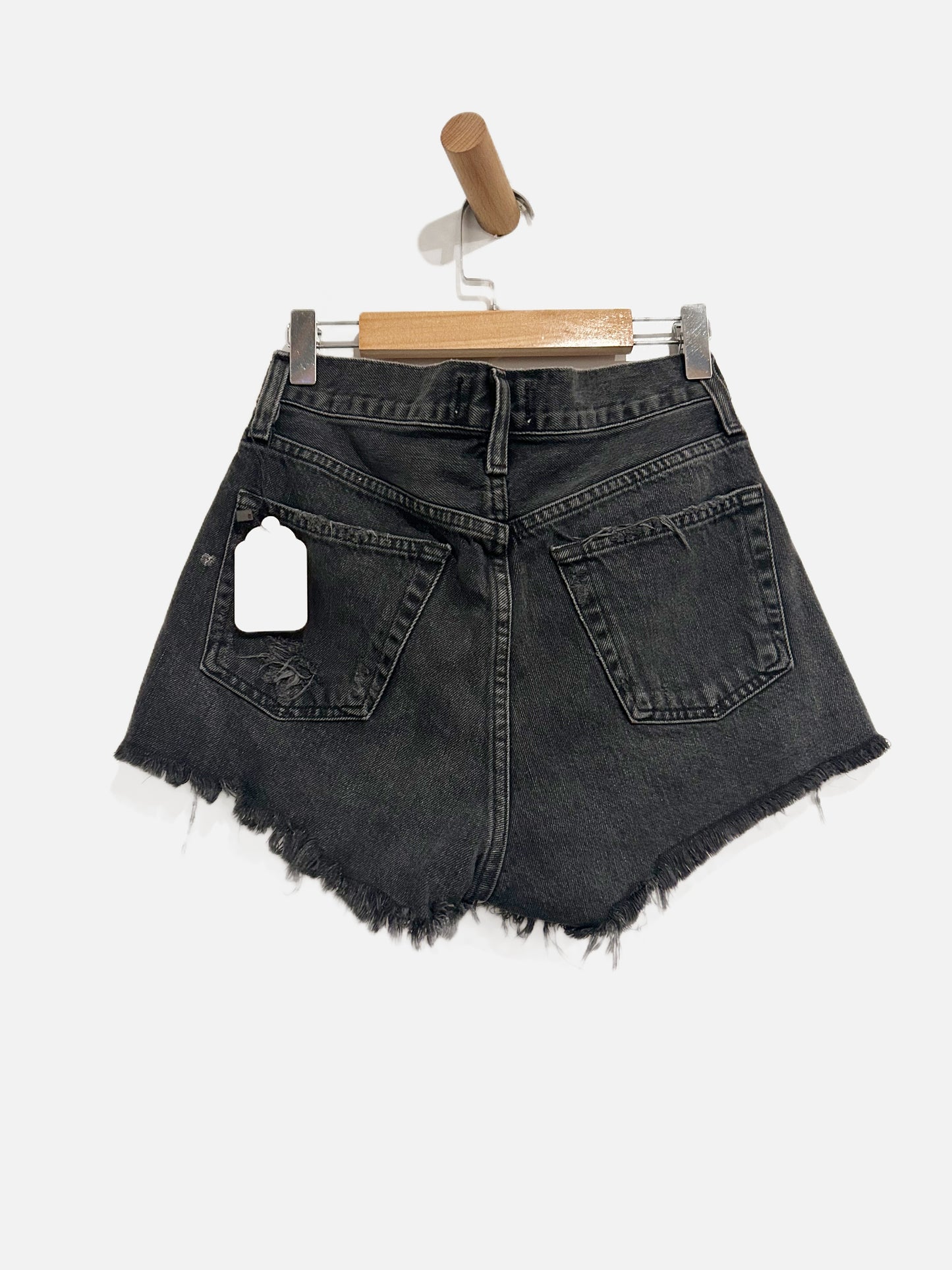Agolde Black Cut Off Distressed Parker Shorts - 23
