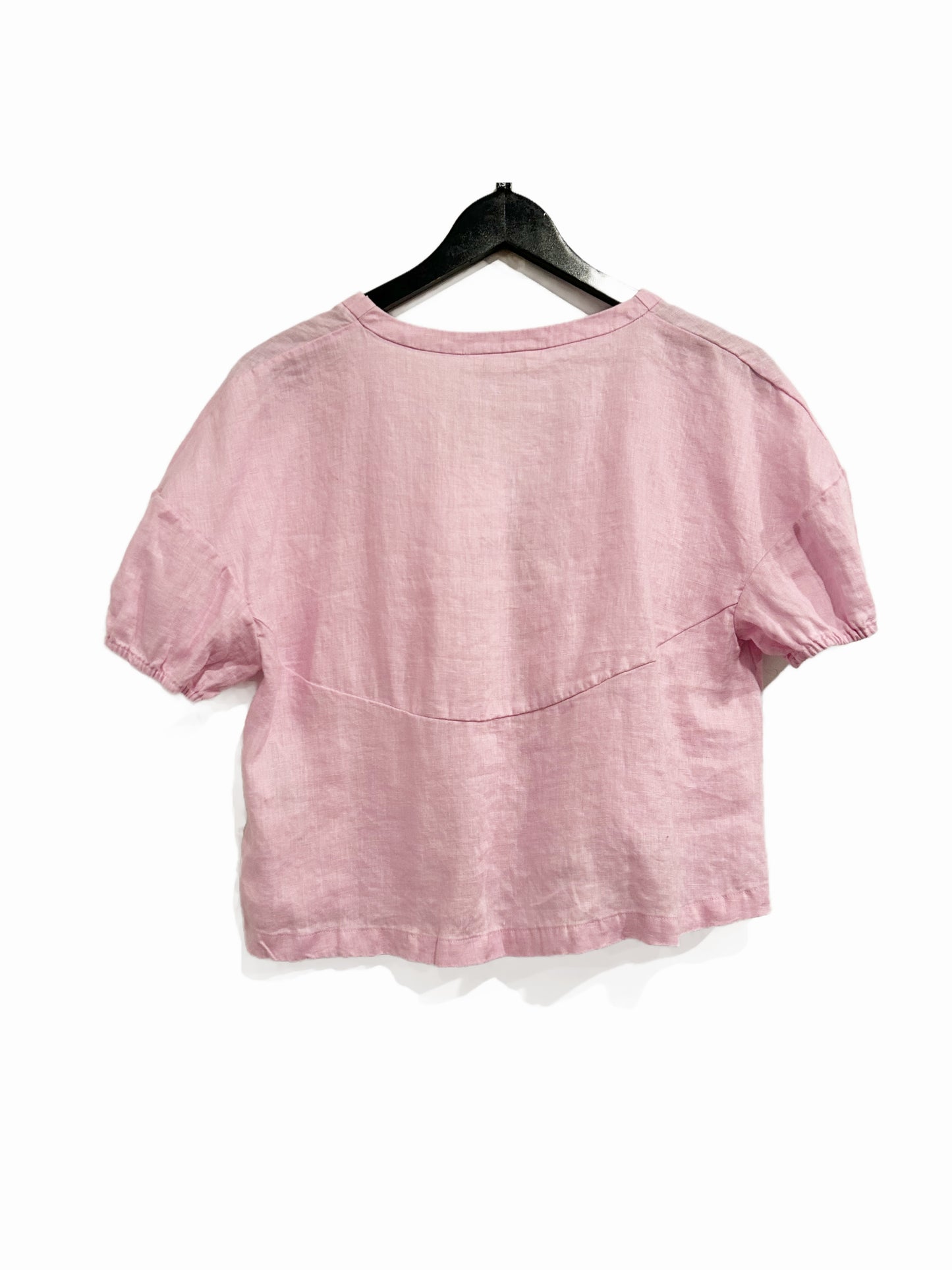 Banana Republic Linen Tie Front V-Neck Top in Pink Orchid Dust - XS