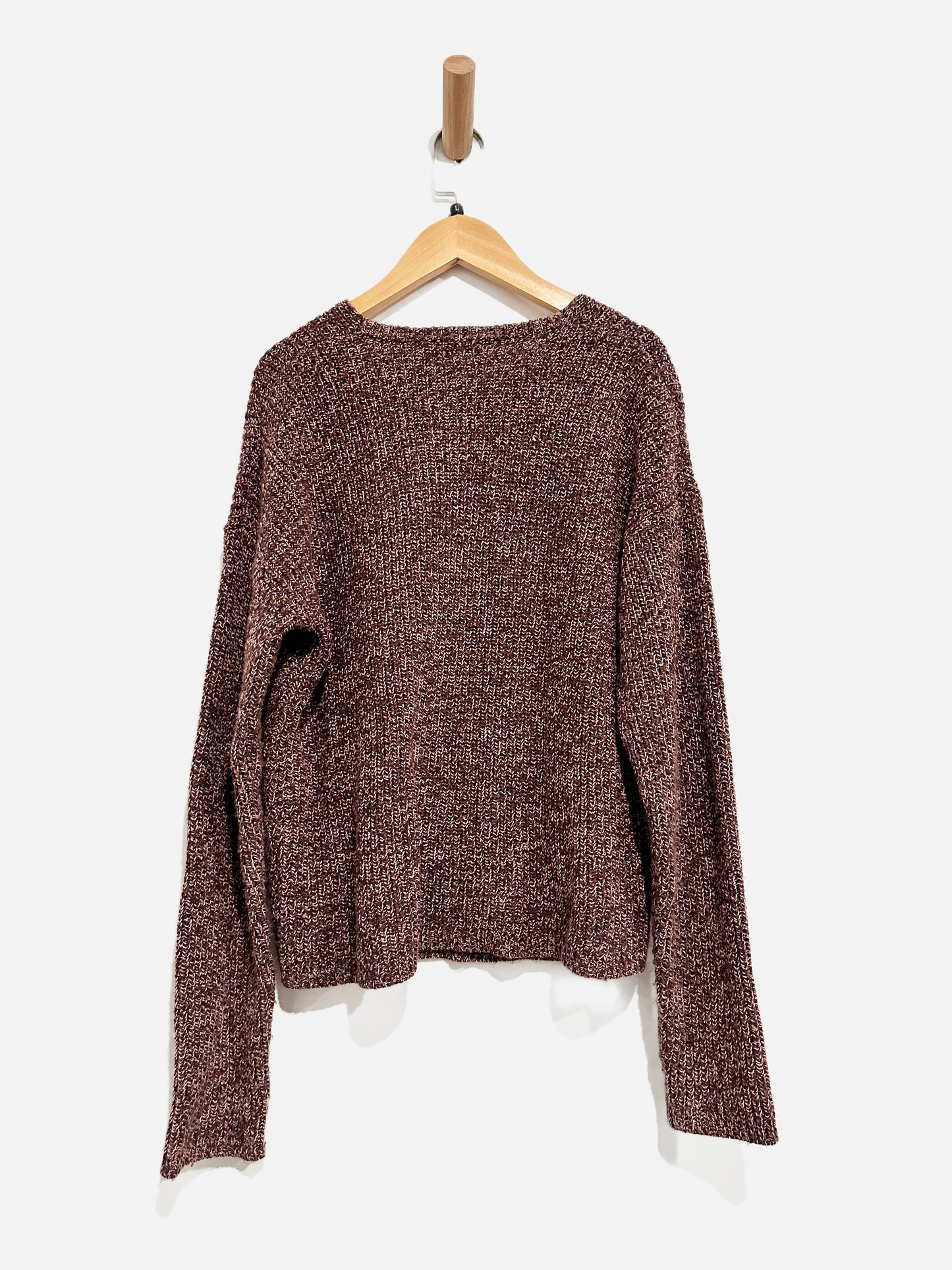 Marine Layer Maroon Marled V-Neck Sweater - Large