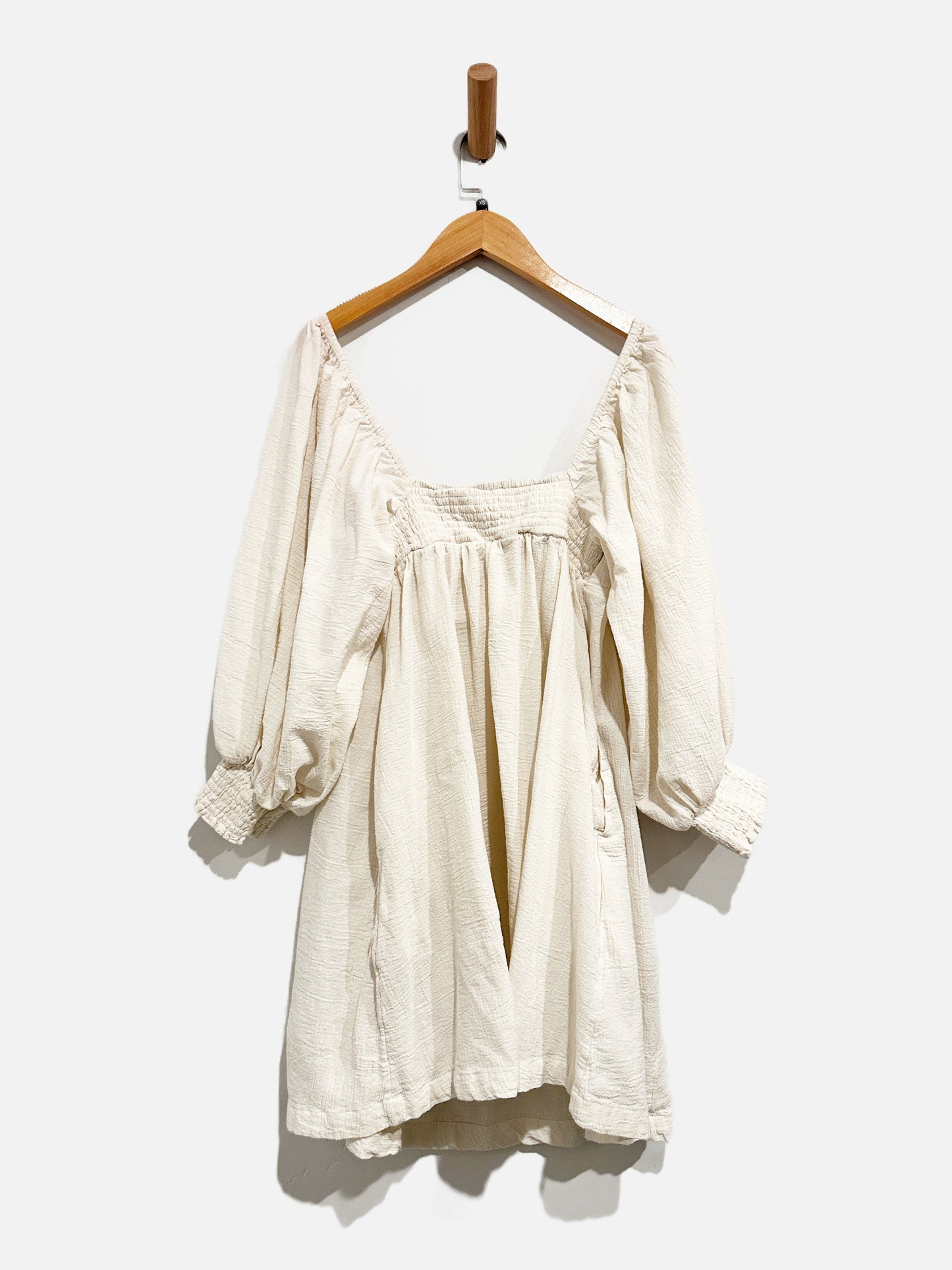 Free People Cute as the Coast Cream Off the Shoulder Mini Dress - XS