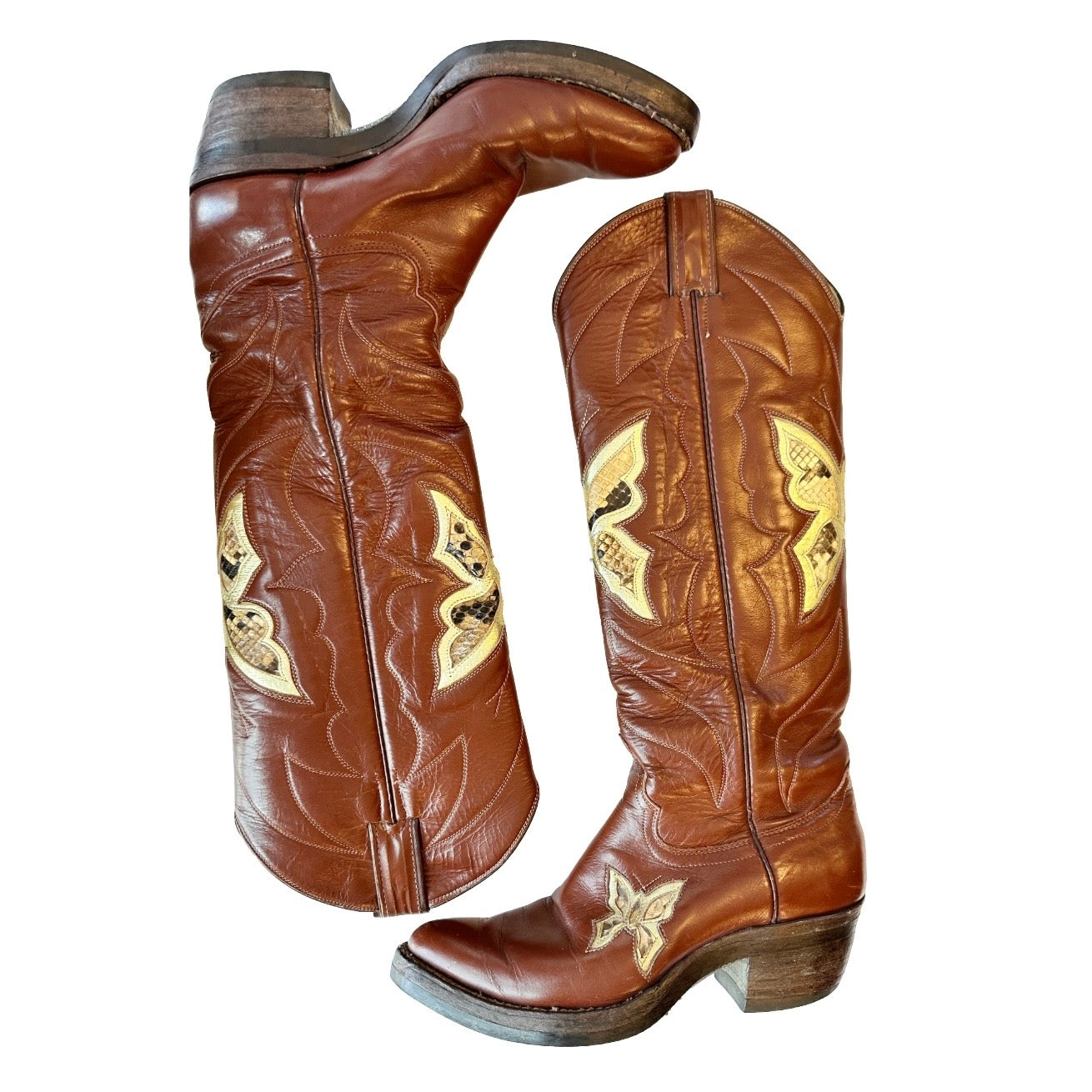 Justin Vintage Brown Butterfly Cowboy Boots - 6.5