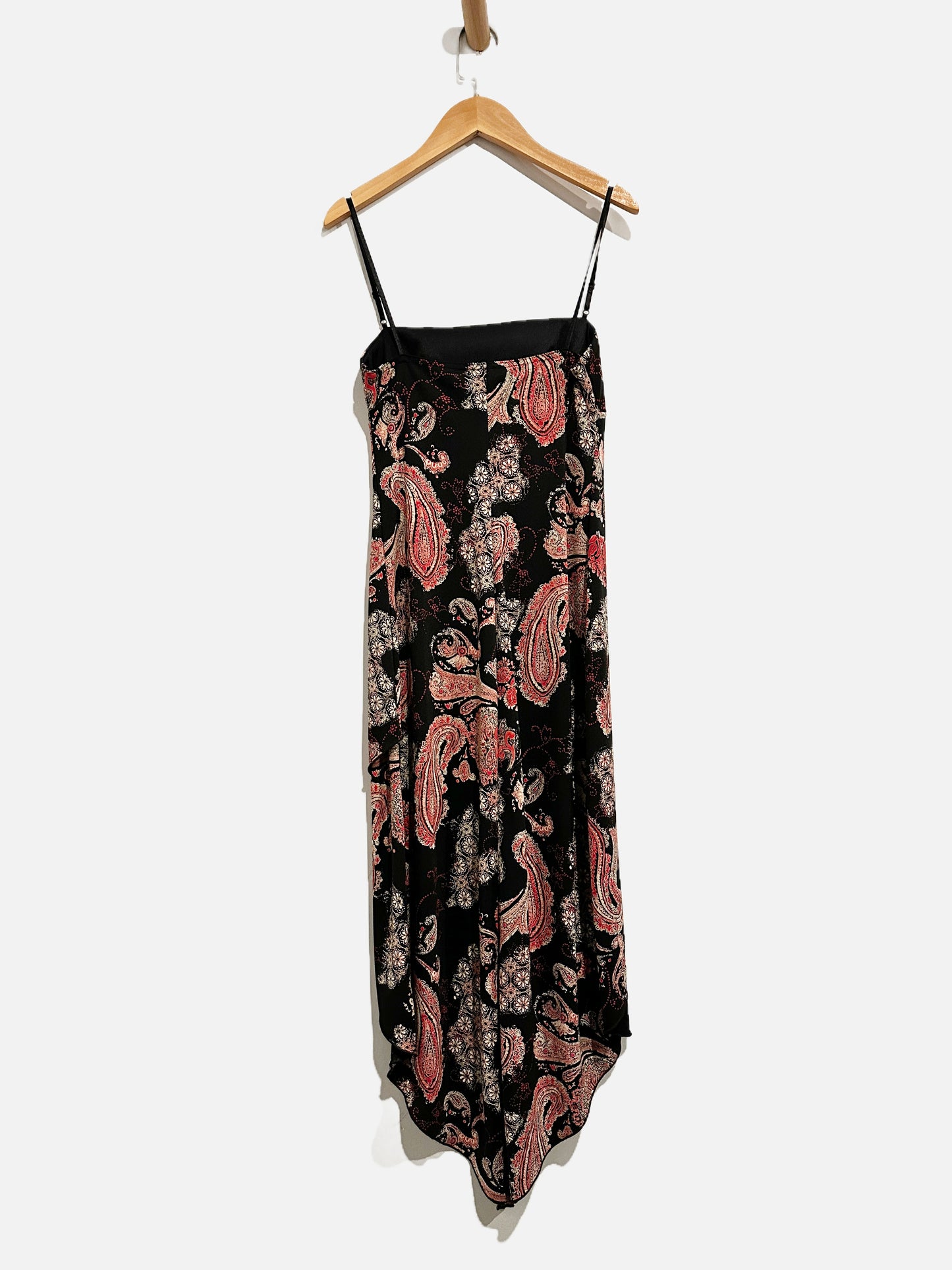 Vintage Y2K City Triangles Black & Red Paisley Dress - Small