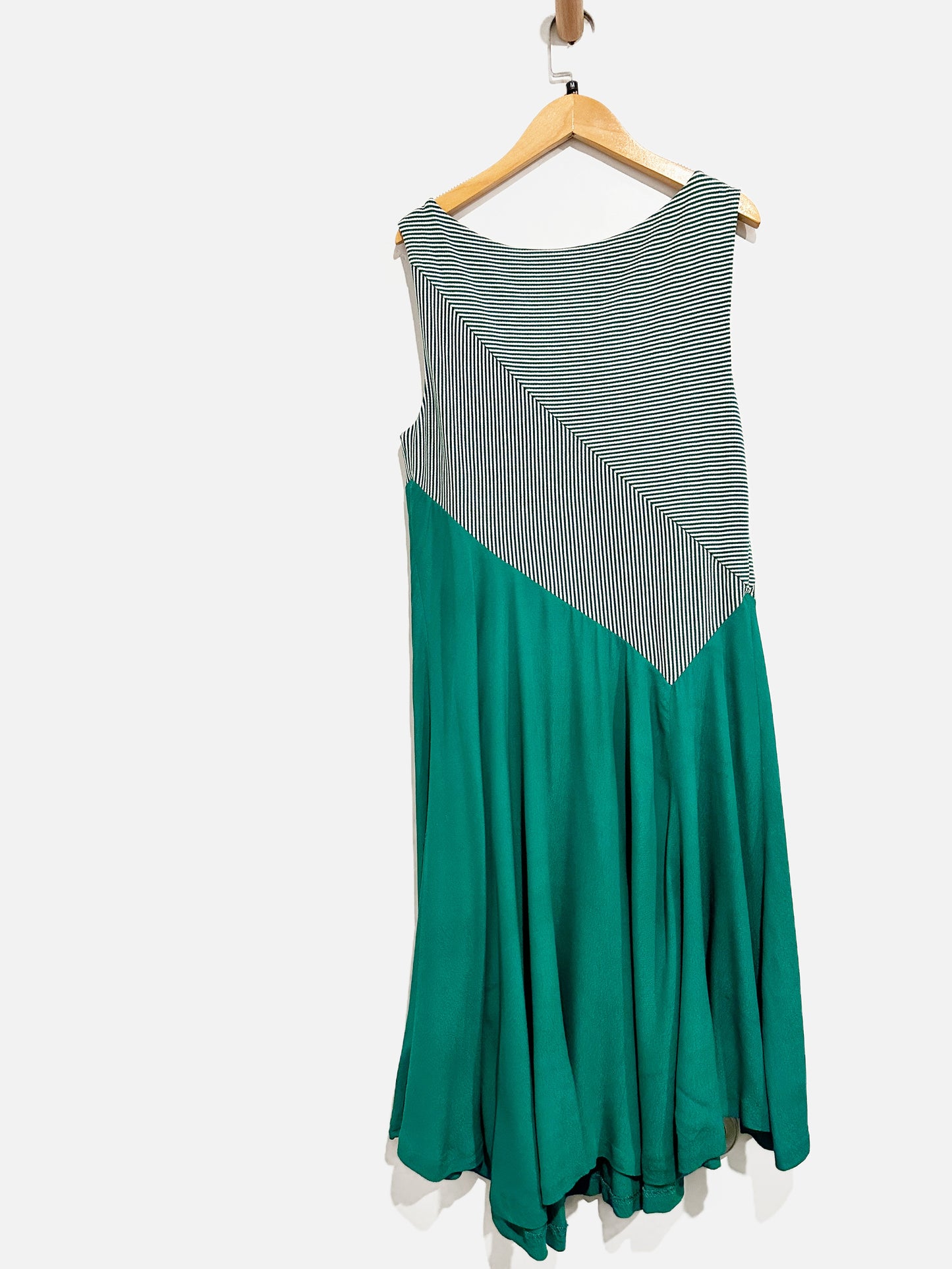 Anthropologie Maeve Green and White Stripe Dress - Medium