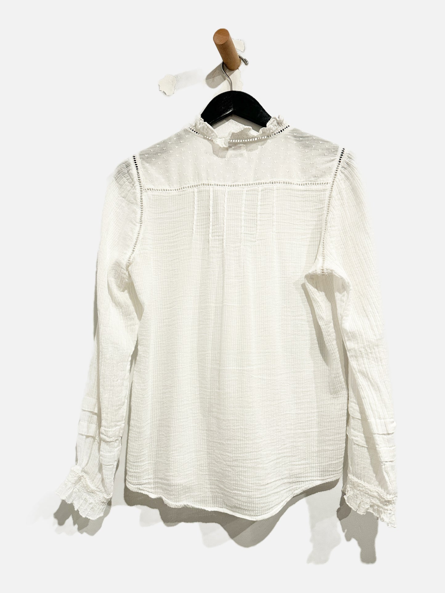Faherty White Button Front Blouse - Medium