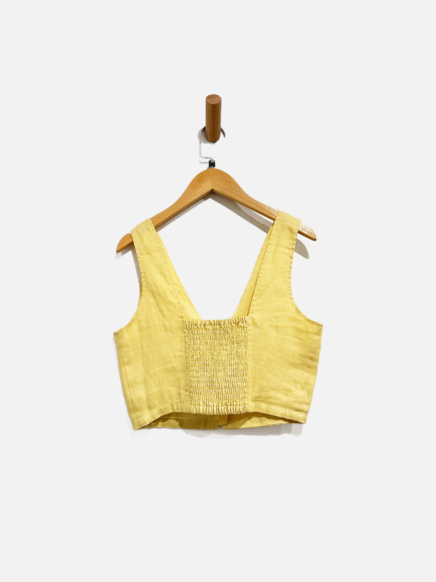 Madewell NWT Yellow Linen Button Front Crop Tank - 00