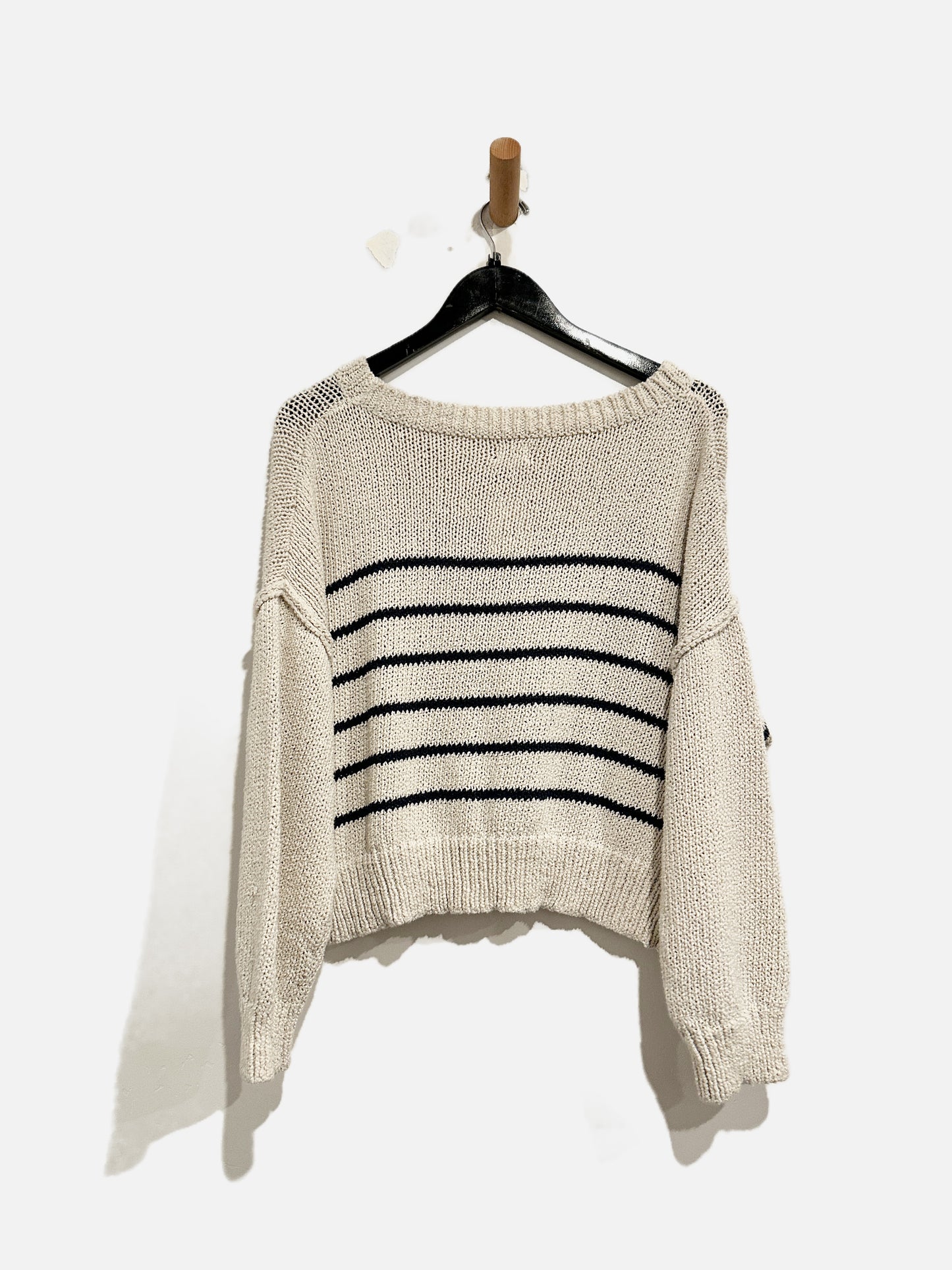 Cotton On Cream and Navy Stripe Sweater - XL