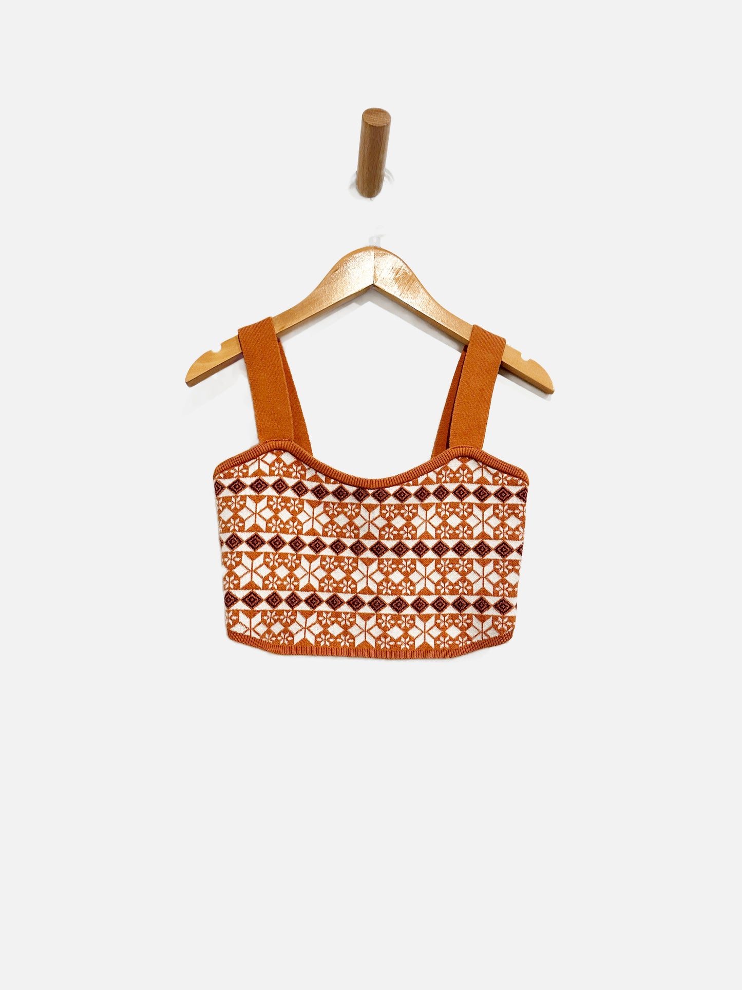 Free People Orange Patterned Crop Tank - Small