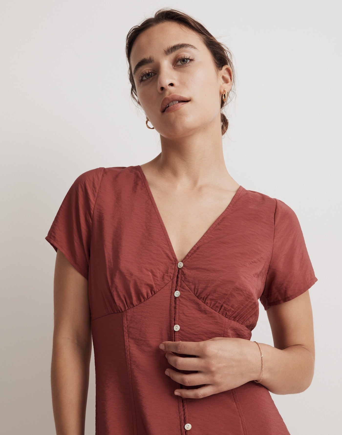 Madewell Red Button Down Mini Dress - 8