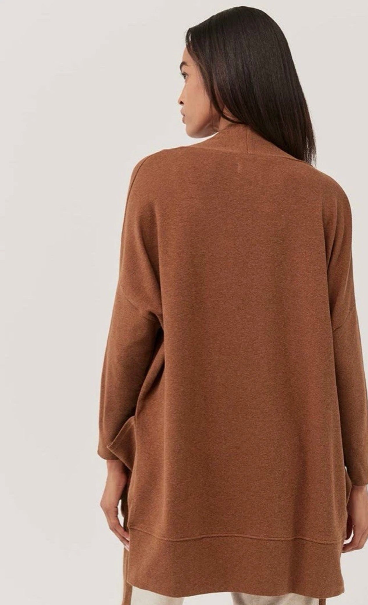 Pact 100% Tumeric Brown Organic Cotton Long Open Airplane Cardigan - S/M