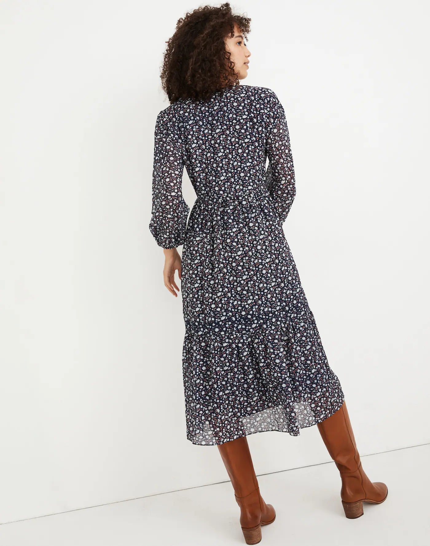 Madewell Navy Floral Midi Dress - XS