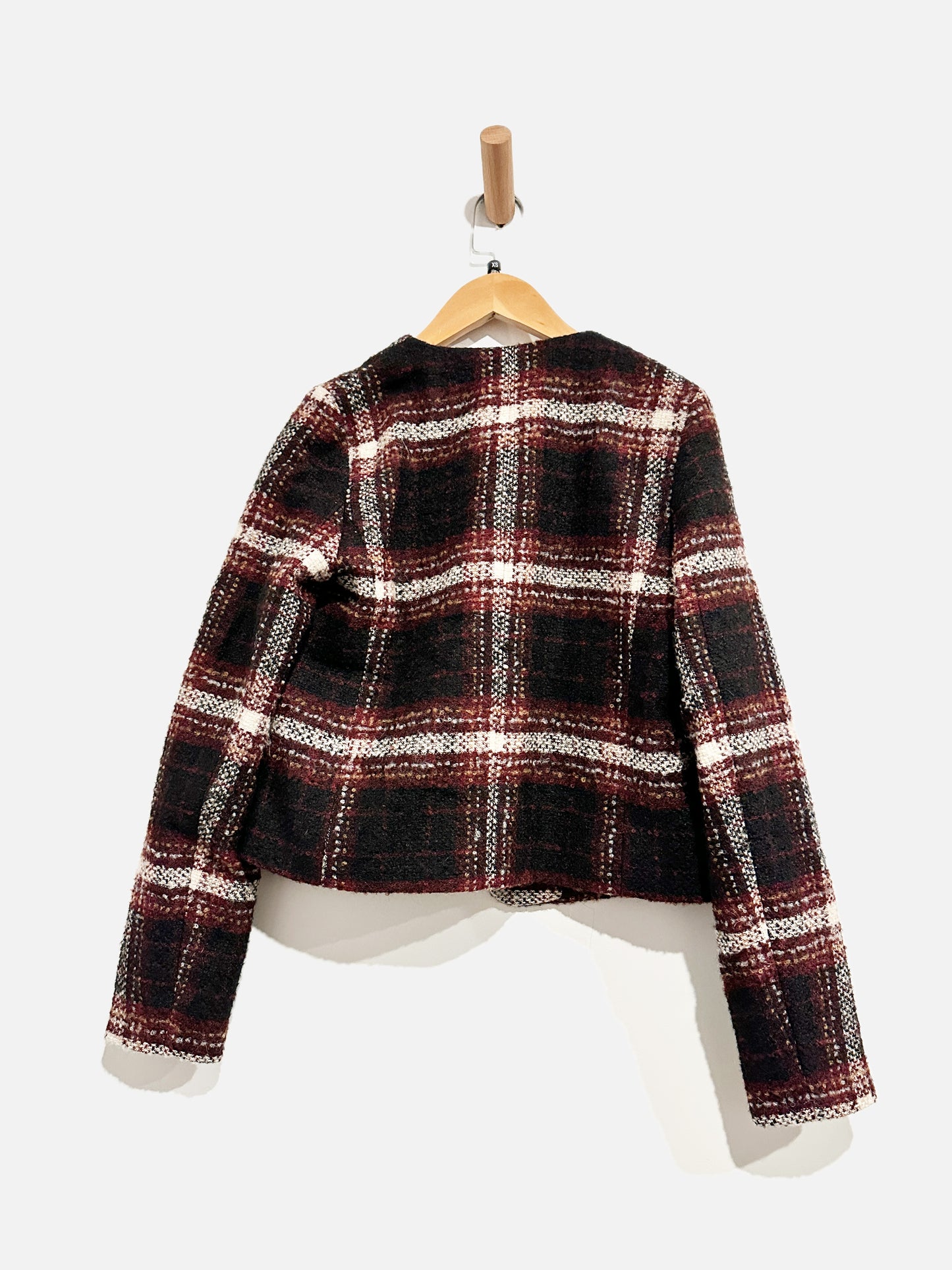 Banana Republic Maroon/Black Plaid Blazer - 0