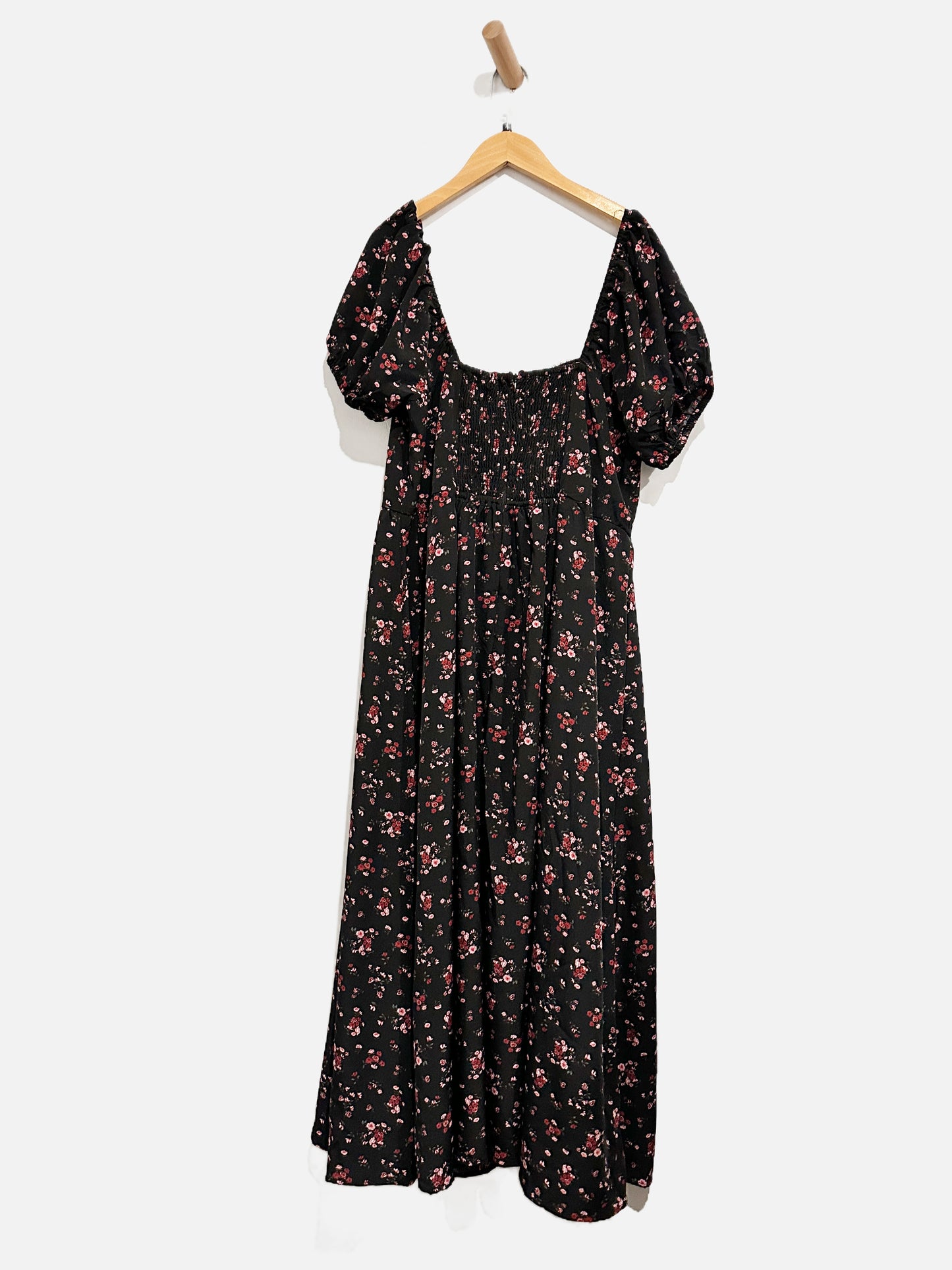 Lulus Black w/Red Floral Maxi Dress - XL