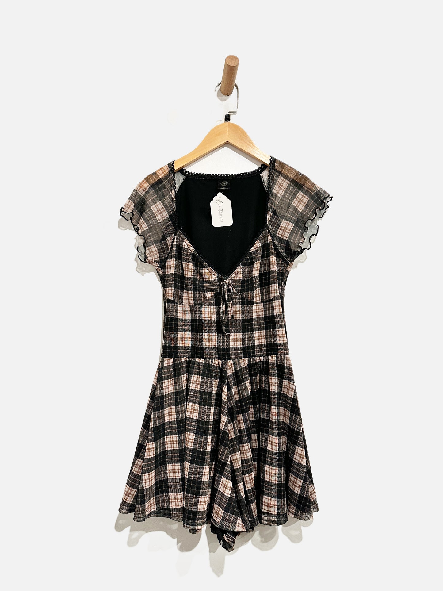 Urban Outfitters Plaid Ruffle Romper - Small