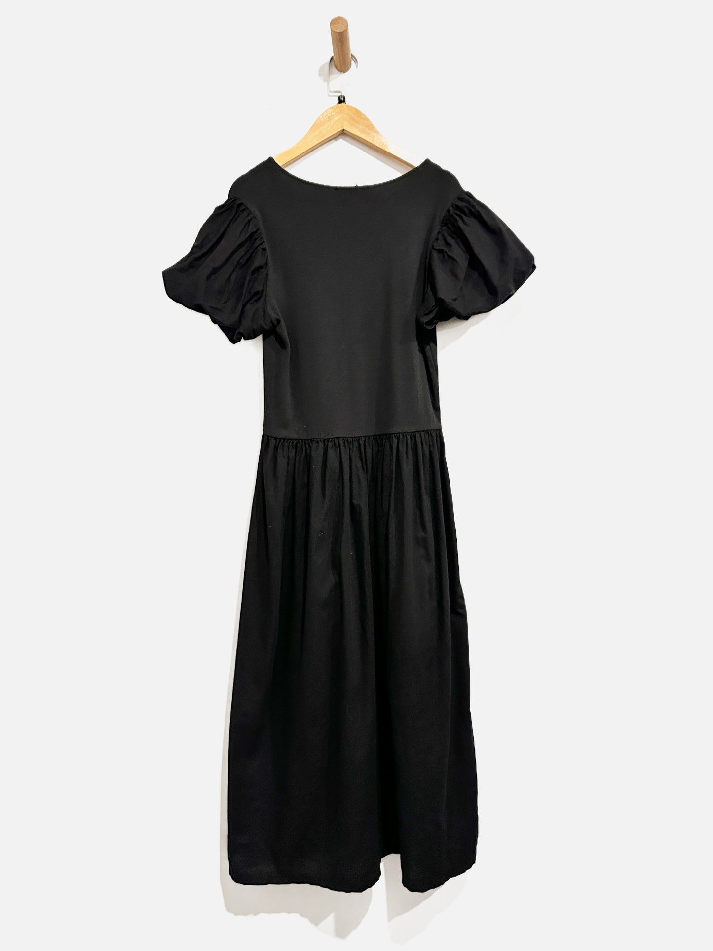 Zara Black Puff Sleeve Midi Dress - Large