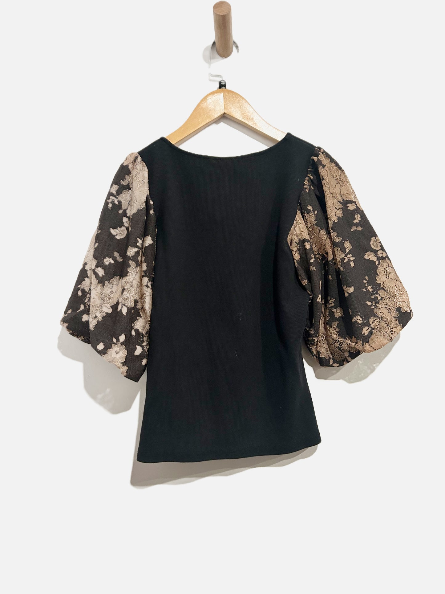Dolan Black Puff Lace Sleeve Top - XS