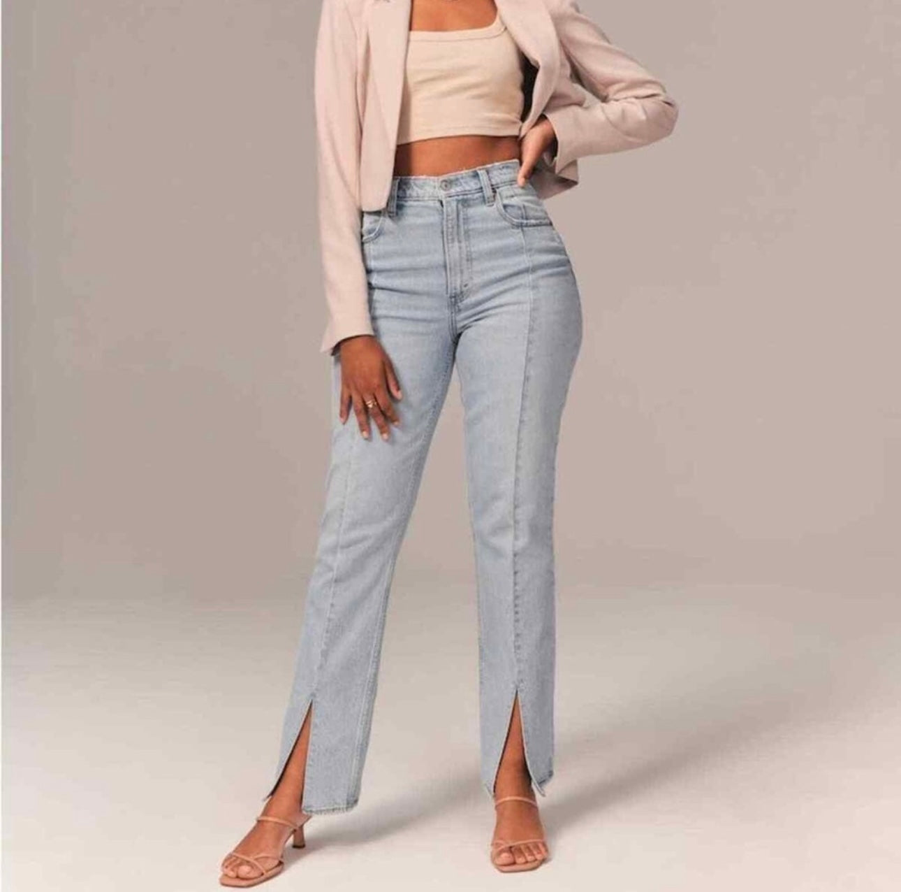 Abercrombie & Fitch Light Wash Split Hem Jeans - 27