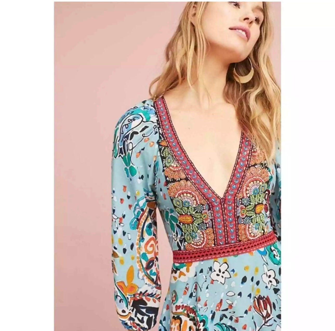 Anthropologie Akemi + Kin Blue Beaded Mini Dress - 0