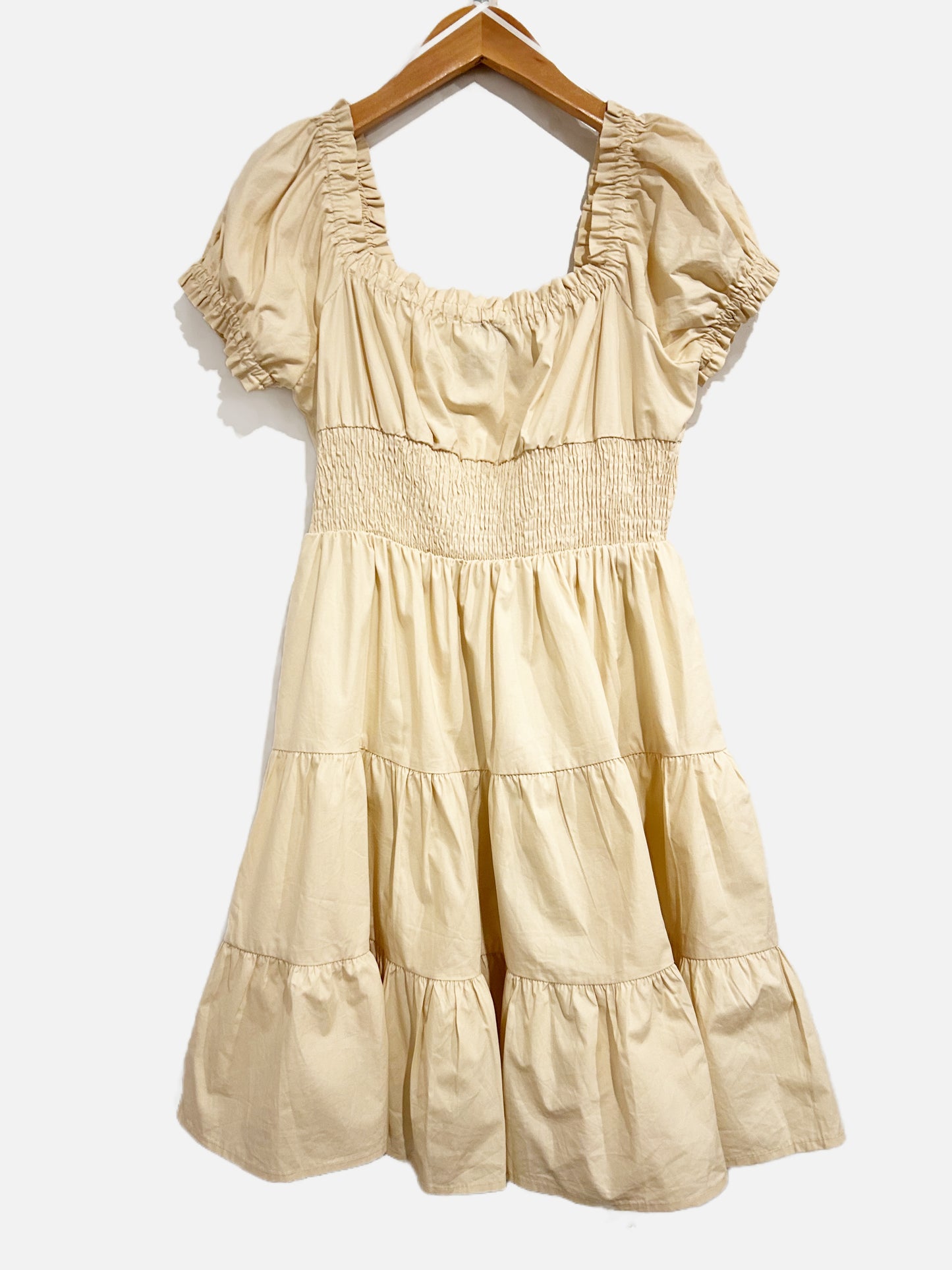 Princess Polly Beige Smocked Dress - 8