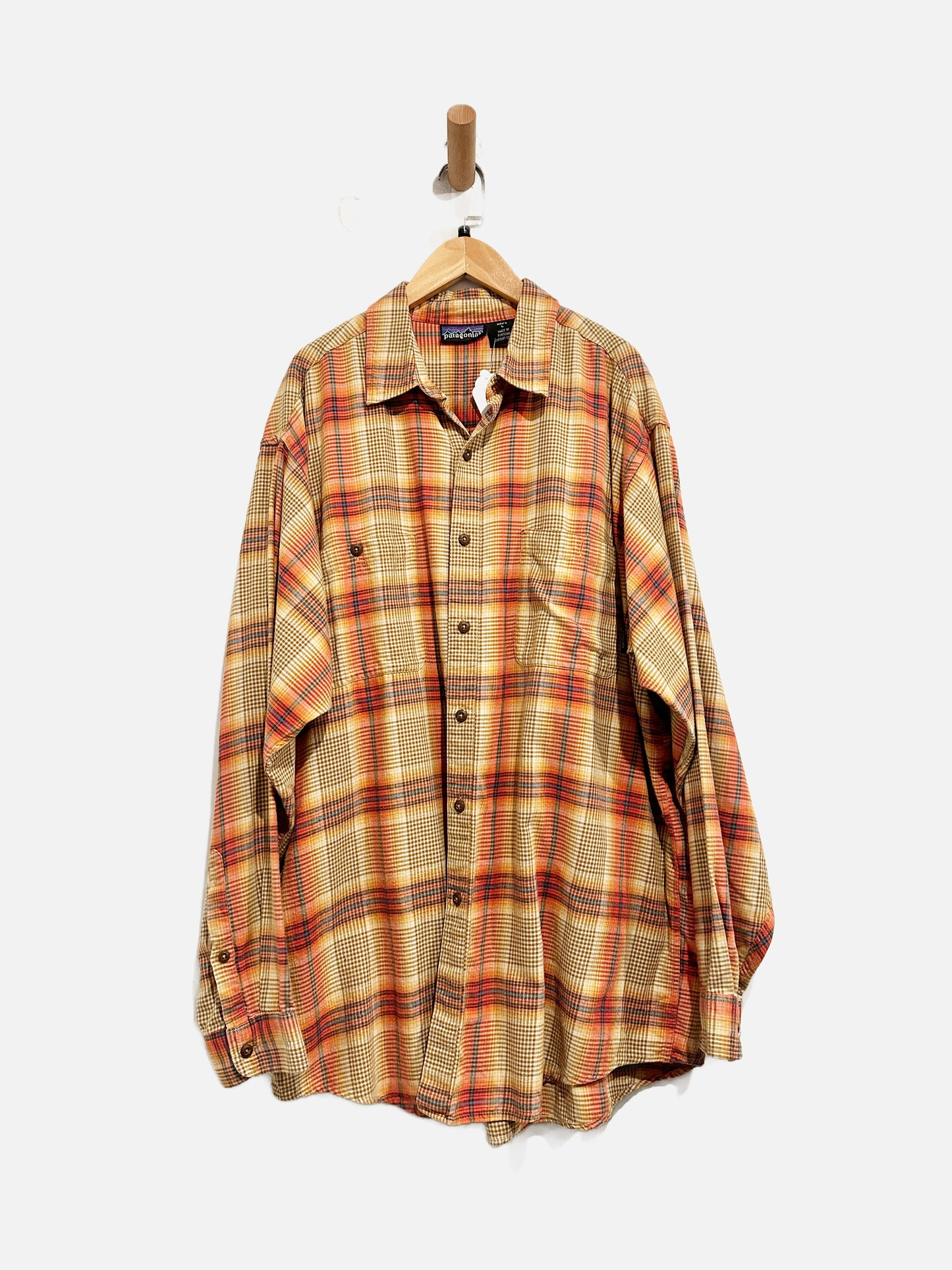 Patagonia Mens Vintage Orange Plaid Shirt - Large
