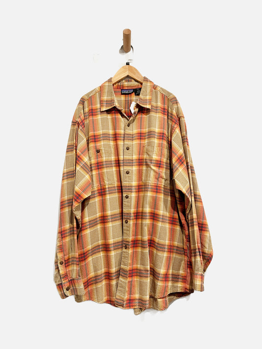 Patagonia Mens Vintage Orange Plaid Shirt - Large