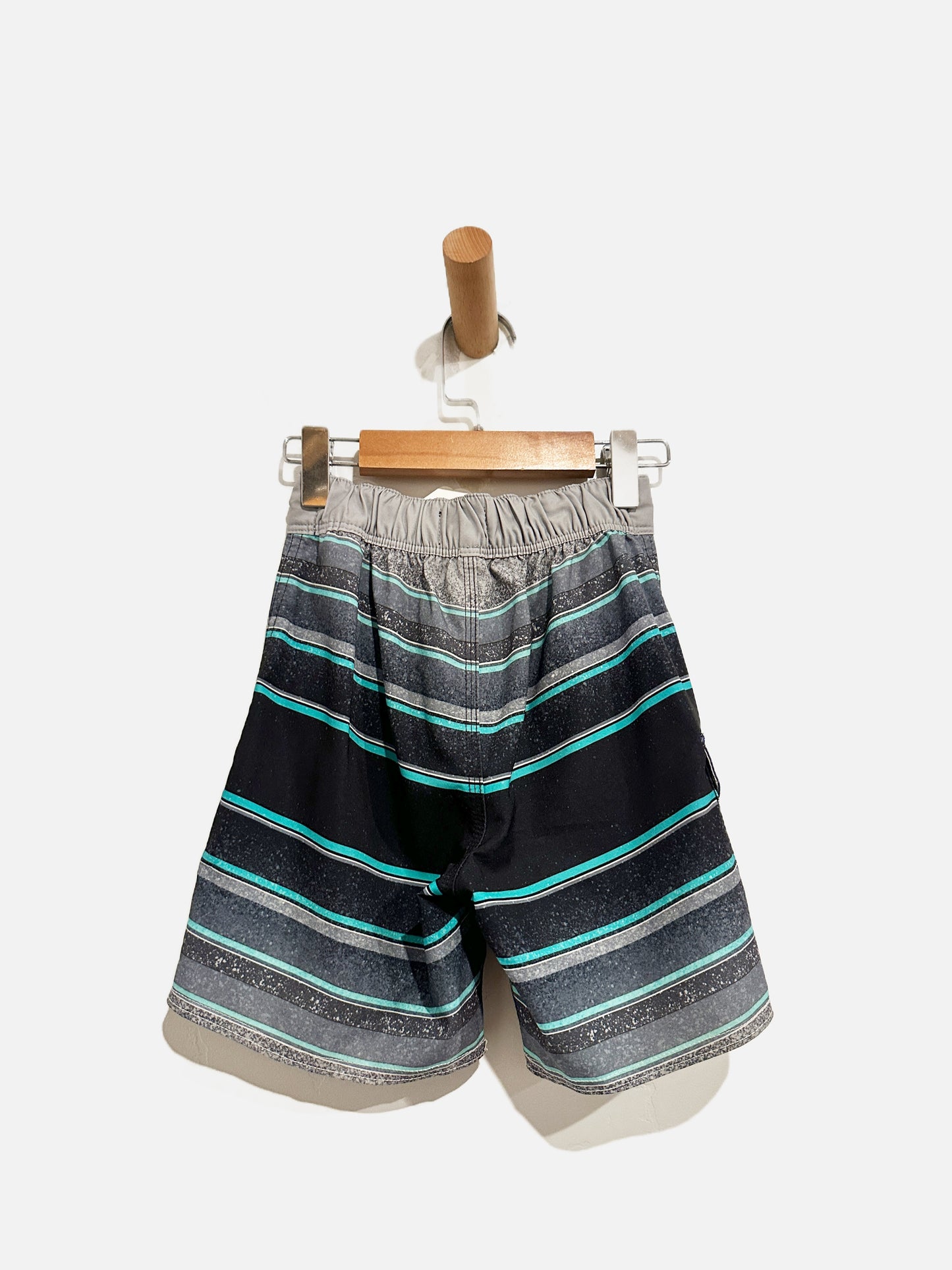 Billabong Gray/Turquoise Striped Swim Shorts - 3T