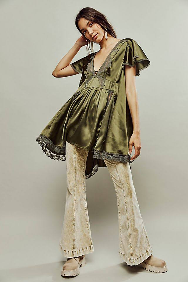 Free People NWT Wildest Rose Tunic in Green- Small
