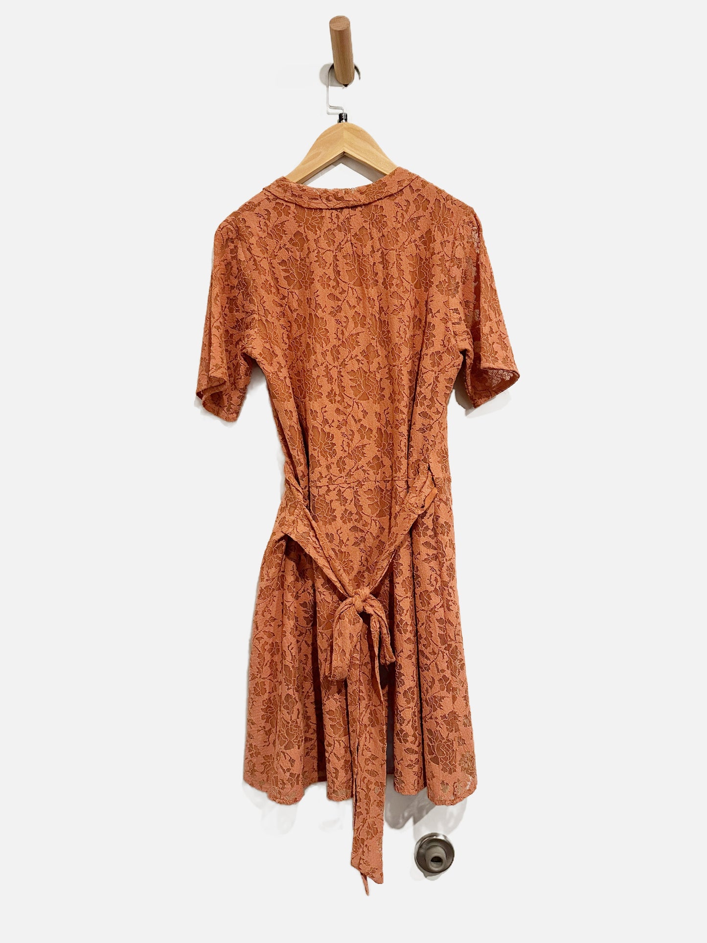 Molly Bracken Apricot Lace Wrap Dress - Medium