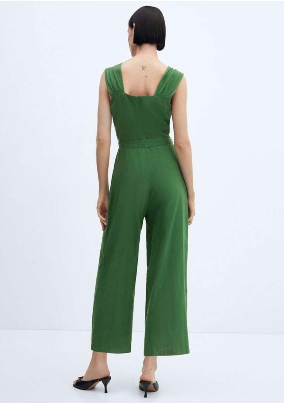 MNG Green Linen Jumpsuit - XS