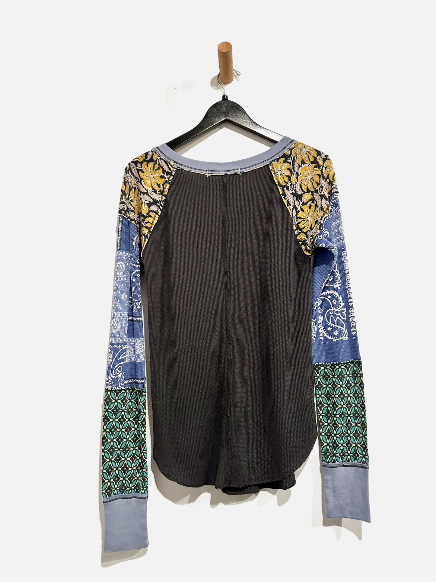 Free People NWT Bright Side Black Waffle Knit Top - Large