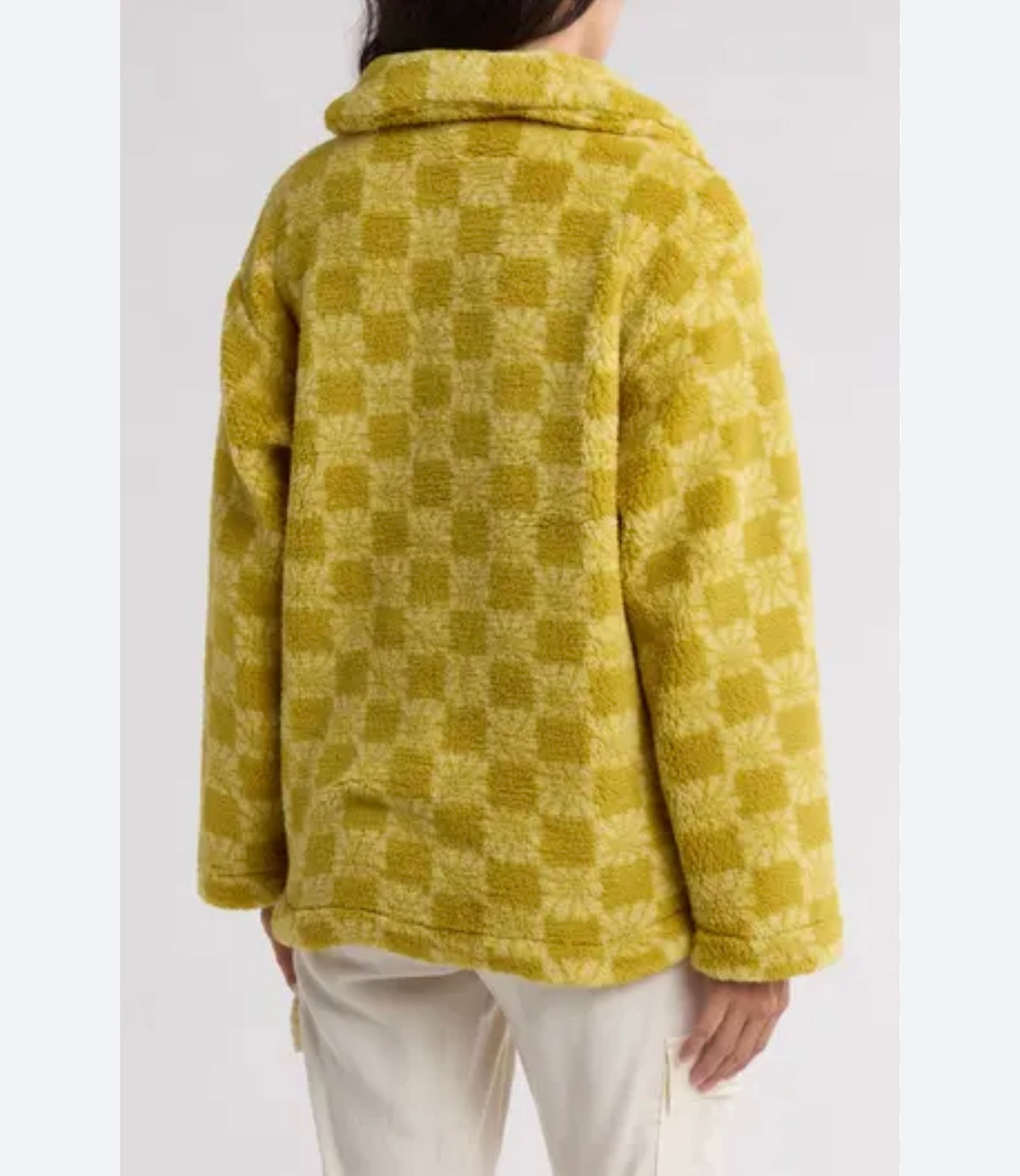 Billabong So Chill Yellow Sherpa Button Jacket - Small