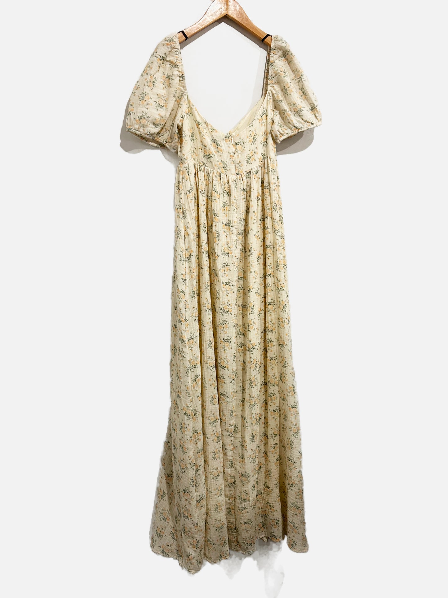 NWT Worth Collective Haven 100% Cotton Tie-Front Maxi Dress in Orange/Green Floral - XS