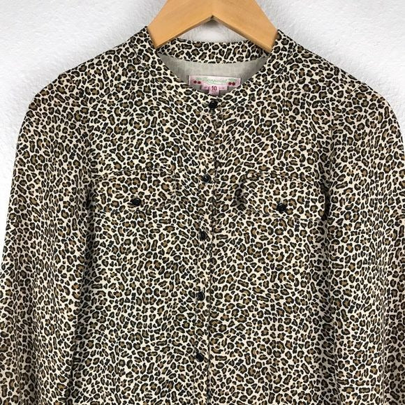Bonpoint Leopard Print LS Romper Size 10