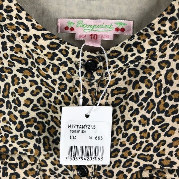 Bonpoint Leopard Print LS Romper Size 10