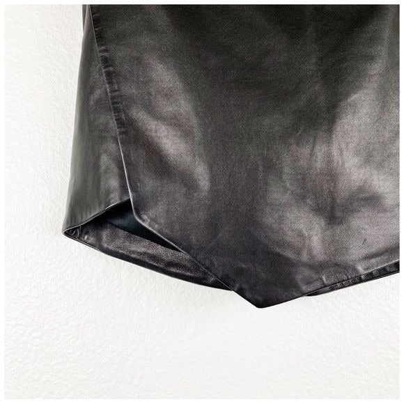 Michelle Mason Leather Mini Skirt With Slit in Black Size 0