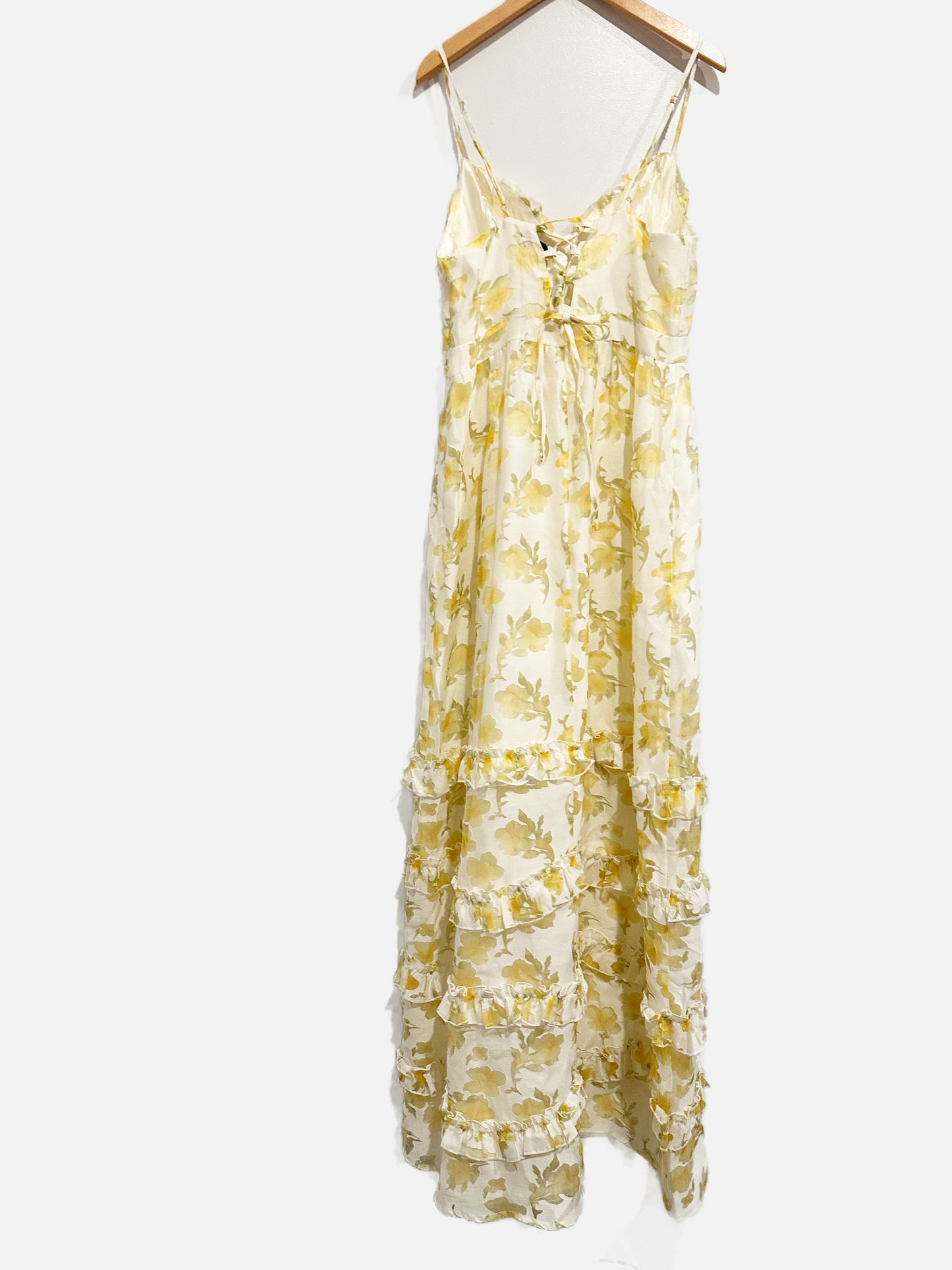 Lulus Yellow Floral Maxi Dress - Medium