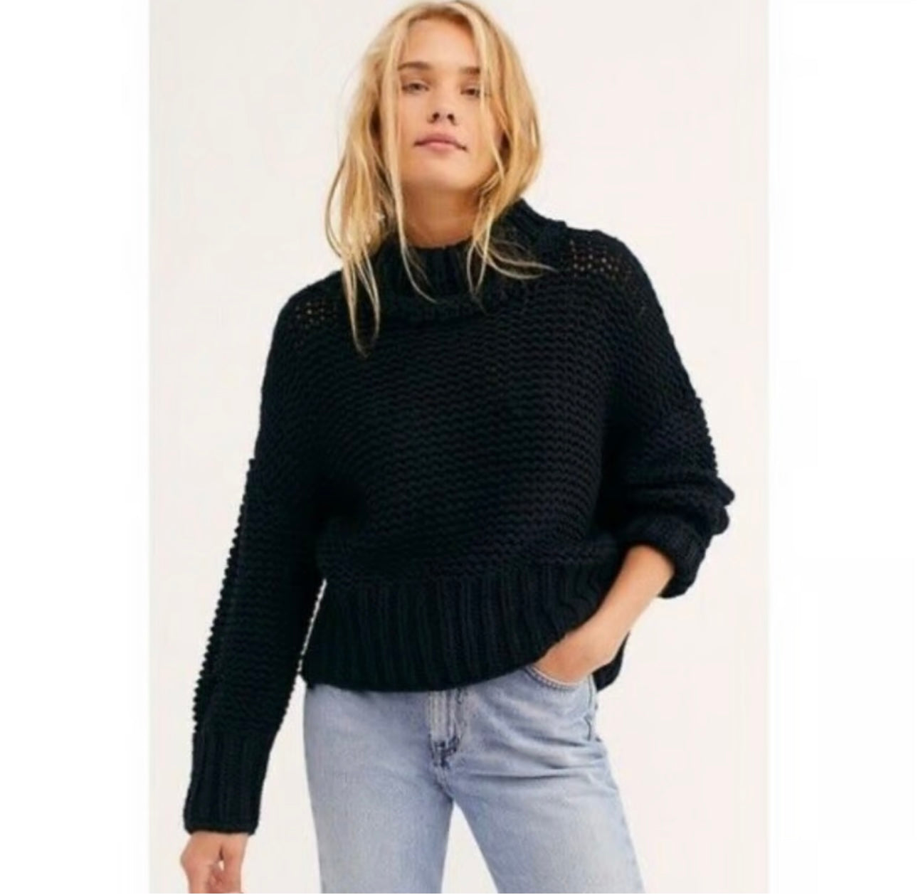 Free People Black Chunky Sweater - XS