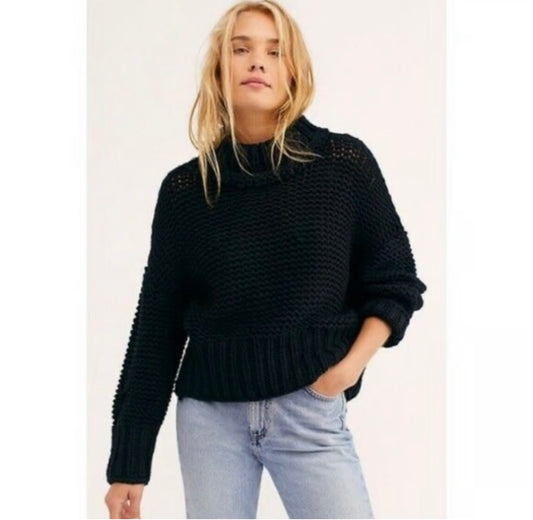 Free People Black Chunky Sweater - XS