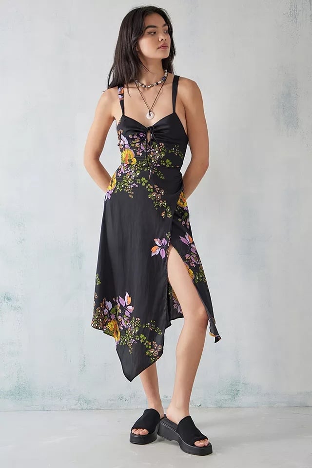 Urban Outfitters Black Floral Keyhole Dress - Small
