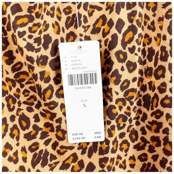 Anthropologie Daily Practice Square Neck Leopard Print Mini Dress Size Small
