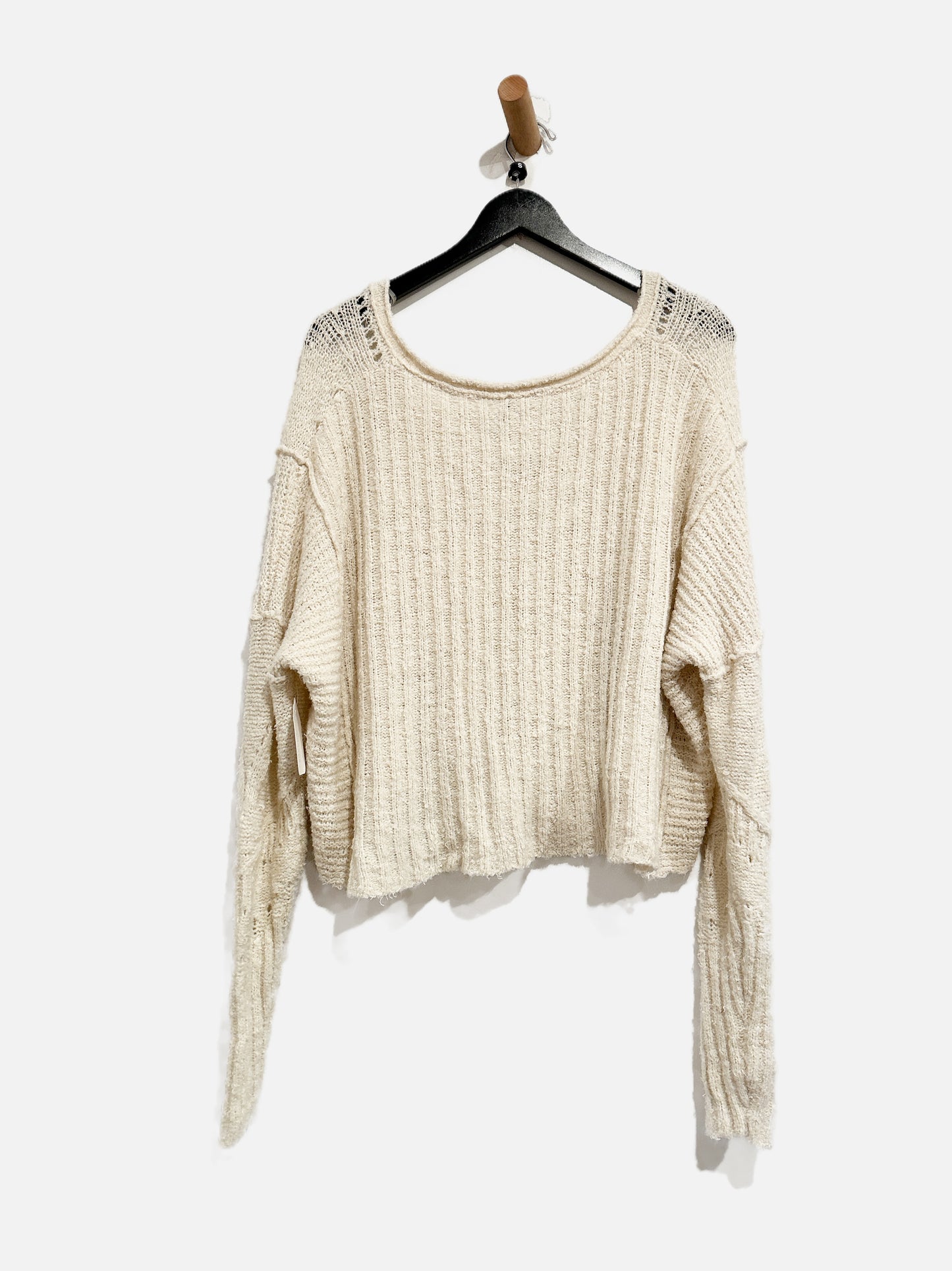 Free People Seashell Cream V-Neck Sweater - Small