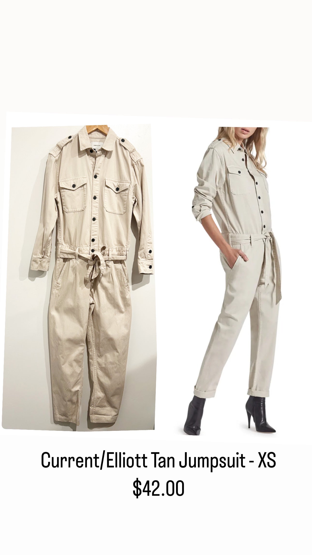 Current/Elliott Tan Jumpsuit - 0